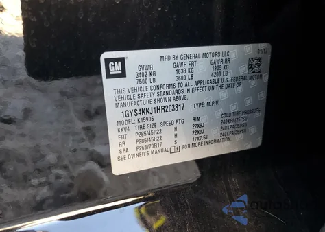 2017 Cadillac Escalade Esv Platinum from USA, damaged, VIN 1GYS4KKJ1HR203317